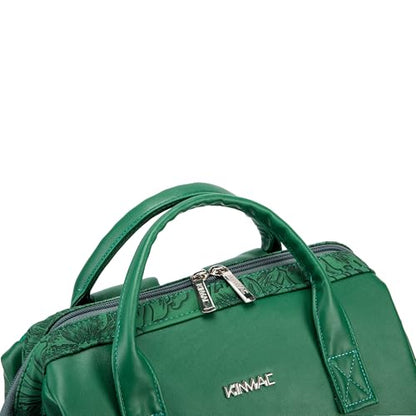 Kinmac Wide Open Style Laptop Backpack for Laptop Up to 15.6 Inch Men Women Travel Outdoor Backpack (Green Leaves PU) - color: Green Leaves Pu