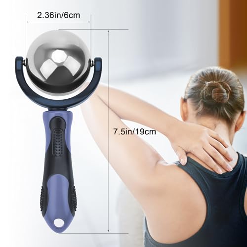 Catcan Cold Massage Roller Ball, Cold Therapy Relief, Portable Fitness Ice Roller Ball with Handle, Great Tool for Back/Neck Pain (Blue) - color: Blue