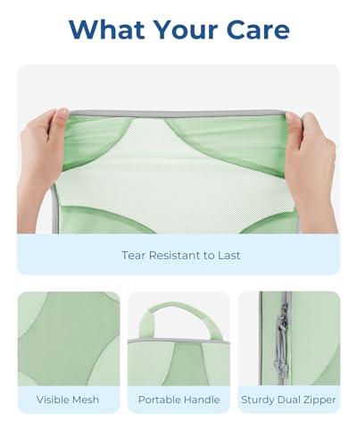 BAGSMART Compression Packing Cubes for Travel, Compressible Luggage Organizer for Cruise Ship, Lightweight Travel Essentials 6-Pack 1L+2M+2S+1Shoe Bag, Fruit Green