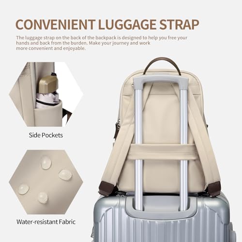 GOLF SUPAGS Womens Laptop Backpack with Separate Laptop Compartment Water Resistant Computer Backpacks Fits 15.6 Inch Notebook Travel Work College Bags (Apricot) - color: Apricot, size: 15.6-Inch