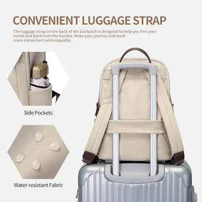 GOLF SUPAGS Womens Laptop Backpack with Separate Laptop Compartment Water Resistant Computer Backpacks Fits 15.6 Inch Notebook Travel Work College Bags (Apricot) - color: Apricot, size: 15.6-Inch