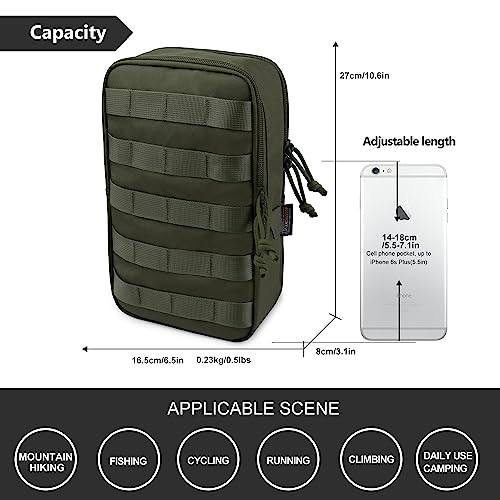 Mardingtop Molle Tactical Utility Pouch, EDC Admin Pouch Bag, Molle Attachment Military Modular Attachment - color: army green