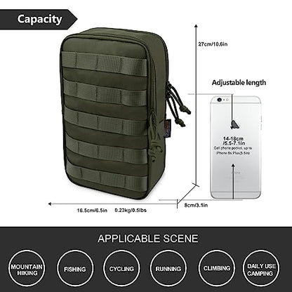 Mardingtop Molle Tactical Utility Pouch, EDC Admin Pouch Bag, Molle Attachment Military Modular Attachment - color: army green
