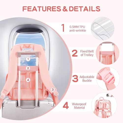 Pink See Through Backpack For Women, Clear Backpack Heavy Duty,Clear BookBag,16 x11 x5inch TPU Large Capacity for School,stadium events, Sport Events,Travel,mochila transparente para mujer (Pink) - color: Pink