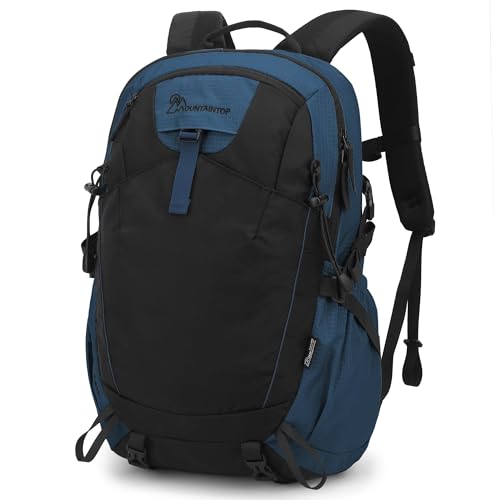 MOUNTAINTOP 30L Hiking Backpack,Men Women Camping Backpack,Lightweight Trekking Travel Backpacks for Climbing Skiing Cycling - color: Black&blue-30l, size: 30L