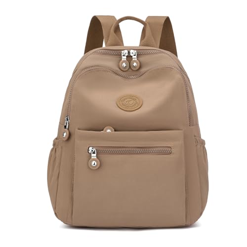 Tanweibago Mini Nylon Women Backpacks,11L Small Ladies backpacks Casual Lightweight Women Shopping Travel Daypack (Beige) - color: Beige