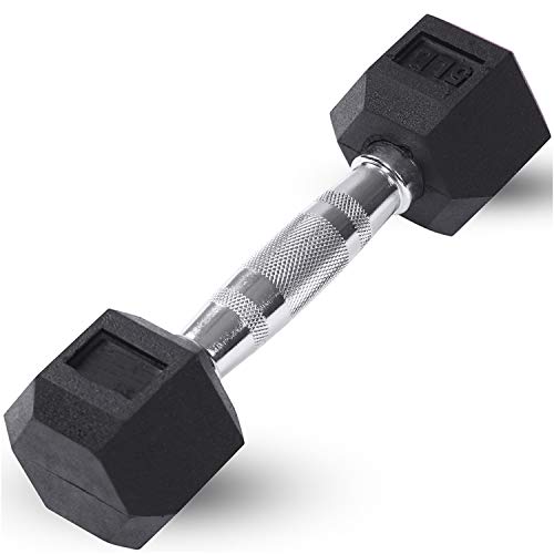 JFIT Rubber Hex Dumbbell - style: 5lb (Single)