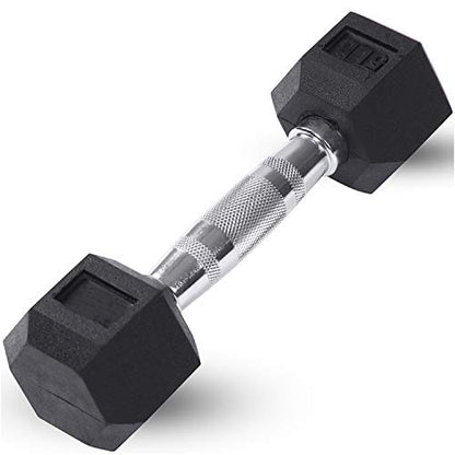 JFIT Rubber Hex Dumbbell - style: 5lb (Single)