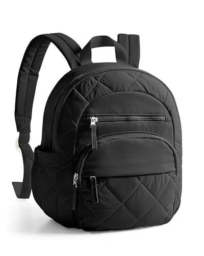 Smasrob Women Mini Backpack with RFID Blocking Pocket, Small Puffer Backpack Purse, Lightweight Quilted Backpack for Work, College or Travel, Black - color: Black
