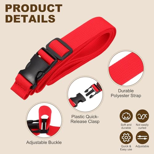 PATIKIL Utility Straps with Quick Release Buckle, (1 Inch x 8 Feet, Red) (3 Pcs) Adjustable Luggage Polyester Straps Backpack Webbing, Suit for Sleeping Bag/Camping/Hiking - color: Red, size: 1 Inch x 8 Feet