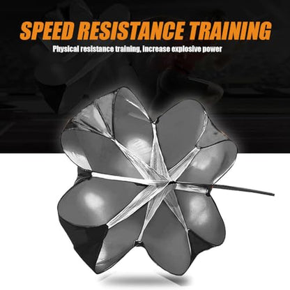Running Parachute for Speed Training, 56 inch Resistance Parachute for Athletes, Sprinting & Football Training Equipment with Adjustable Waist Belt, Drag Chute to Improve Velocity & Explosive Power - color: Black-2 Parachute