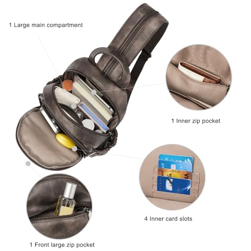 CLUCI Sling Bag for Women Leather Women's Backpack Small Convertible Backpack Purse Crossbody Bag for Travel - color: 0-6 Coffee