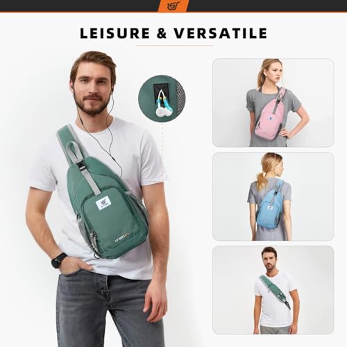 SKYSPER Sling Bag RFID Crossbody Sling Backpack Cross Body Shoulder Bag Travel Hiking Daypack for Women Men(Green) - color: Green