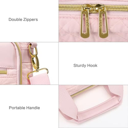 MOSISO 17-17.3 inch Laptop Bag, Laptop Briefcase Messenger Compatible with Dell, HP, Lenovo, Asus, Acer, Alienware, Square Quilted Computer Bag Work Office Business with 3 Pockets&Strap, Pink - color: Pink, size: 17.3 inch