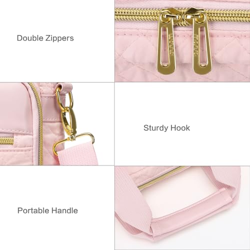 MOSISO 15-16 inch Laptop Bag, Laptop Briefcase Messenger Compatible with MacBook Pro 16/Air 15, HP, Dell, Lenovo, Square Quilted Computer Bag Work Office Business with 3 Pockets&Strap, Pink - color: Pink, size: 16 inch