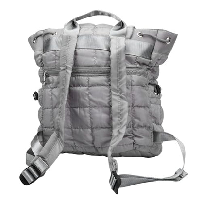 Quilted Drawstring Backpack, Lightweight Polyester Bookbag for Travel