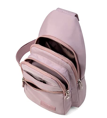 EVANCARY Small Sling Bag Crossbody Bags for Women Men, Sling Backpack Chest Daypack Cross Body Bag for Travel Outdoor - color: Pink Purple