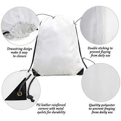 BeeGreen Drawstring Bags Backpacks Bulk, 20 Pieces White Gym Cinch Bags, String Backpack for Sports Sack, Personlized Sackpacks DIY Heat Vinyl - color: White-s