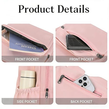 JARKJARD Cute School Backpack for Kids Teen Girls Aesthetic Lightweight Large Capacity Bookbag College Students School Bag Casual Travel Solid Color Daypack（Pink） - color: Pink