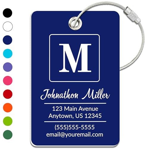 Personalized Luggage Tag | Custom Luggage Tags for Suitcases | Kids Backpack Tag | 10 Color Options & Choose Font, Font Color - color: Dark Blue, size: 1 pack - Large