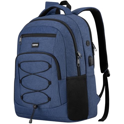 YAMTION 17.3 Inch School Backpack for Men and Teen Boys,College Bookbag Laptop Backpack Schoolbag with USB Port for High School Students Adult Work Office - color: Blue, size: 17.3 inch