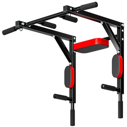 2 in 1 Pull Up Bar,Wall Mounted Pull Up Bar Chin Up for Home Gym Workout,Pull Up Bar Dip Station,Power Tower Set,Heavy Duty Pull-up Chin Up Bar,Indoor Fitness Equipment 440lbs Black