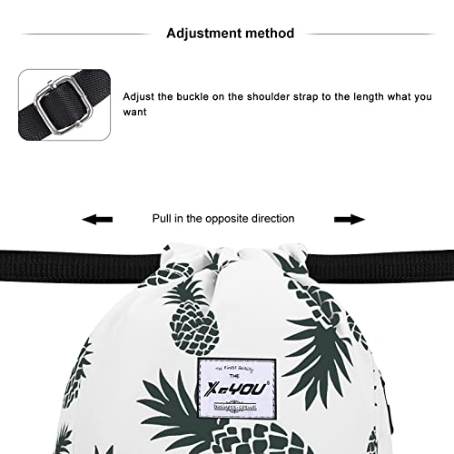 XEYOU Drawstring Sports Backpack Lightweight Gym Yoga Sackpack Shoulder Rucksack Casual Outdoor Daypack for Women and Men | Lightweight - color: Beige Pineapples Pattern