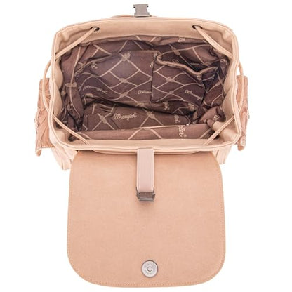 Montana West Wrangler Backpack Purse for Women Men Western Backpack Floral Tooled Travel Bags - color: Carve Tan