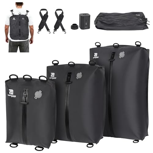 3 Pack Vacuum Bags for Travel with Pump, 3-Size Set Reusable Vacuum Compression Bags for Luggage, Space Saver IP67 Waterproof Vacuum Packing Cubes for Suitcase&Backpack, Black - color: Black