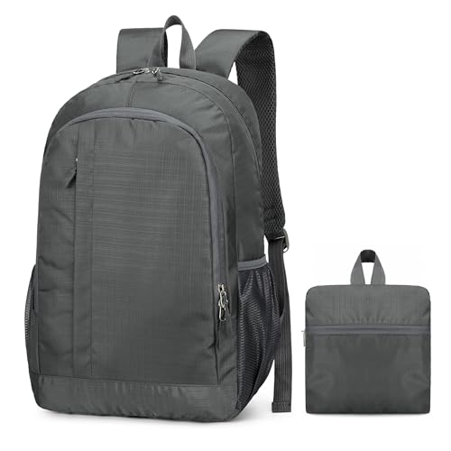 Ultra Lightweight Packable Hiking Backpack Small Foldable Travel Hiking Camping Daypack Casual Outdoor Day Bag for Men Women 25L - color: Gray