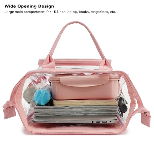 Heavy Duty Clear Backpack for Men Women, School Bag Bookbag PVC Plastic Transparent Backpacks for Boys Girls (Light Pink) - color: Light Pink