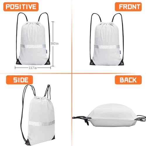 AYKRM Customize White Drawstring Backpack Bag work Sackpack logo - color: White-logo