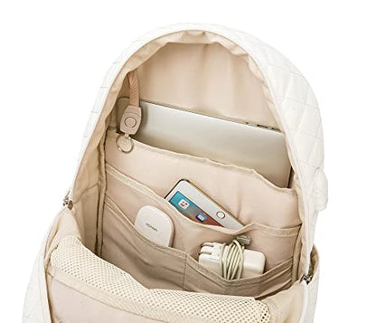 Kinmac Laptop Backpack with Massage Cushion Straps and USB Charging Port for Laptop Up to 15.6 Inch Men Women Travel Outdoor Backpack (White) - color: White Embroider