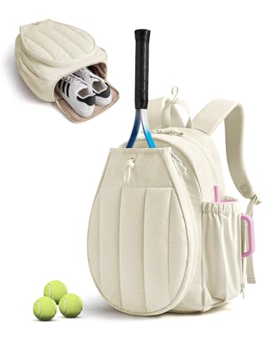 BAGSMART Tennis Gym Bag for Women, 3-in-1 Sports Duffle Sling Backpack | Fits 40oz Tumblers, 15.6" Laptop & Shoes, Converts to a Gym Duffle, Travel Sling, or Court Backpack for 2 Rackets/Paddles - color: G-Beige, size: Tennis Backpack