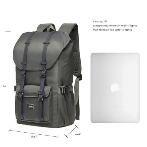 KAUKKO Travel Laptop Backpack Outdoor Rucksack Casual Backpack Fits 15.6"(Nylon Green) - color: Nylon Armygreen, size: Large