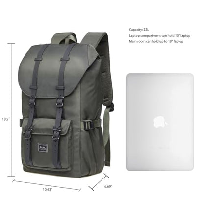 KAUKKO Travel Laptop Backpack Outdoor Rucksack Casual Backpack Fits 15.6"(Nylon Green) - color: Nylon Armygreen, size: Large