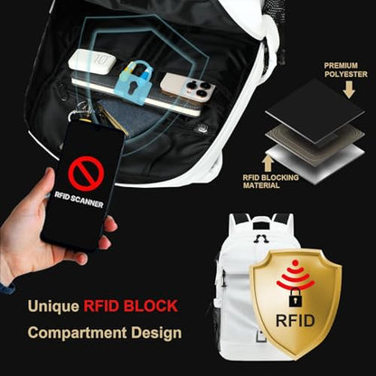 Basketball Backpack with Ball and Shoes Compartment Large Basketball Bag Backpack for Men Women Fit Volleyball, Soccer, Football, Sports Training Equipment Bags, White - color: White