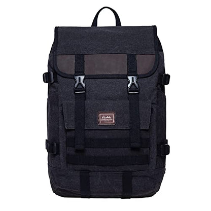 KAUKKO Laptop Backpack for Unisex, Casual Daypack Fits 15.6" Laptop (18-CANVAS BLACK) - color: 18-canvas Black