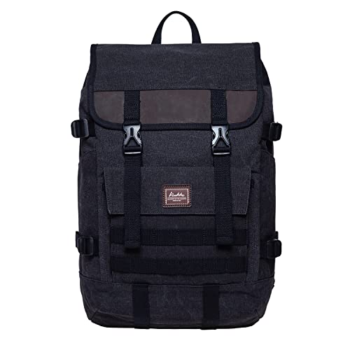 KAUKKO Laptop Backpack for Unisex, Casual Daypack Fits 15.6" Laptop (18-CANVAS BLACK) - color: 18-canvas Black