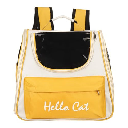 Cat Backpack Carrier, Large Space & Breathable, Ventilated Mesh Design Pet Backpack for Cats or Small Dogs, Intended for Hiking/Camping/Traveling (Yellow, 14.6"x9.8"x13.4") - color: Yellow