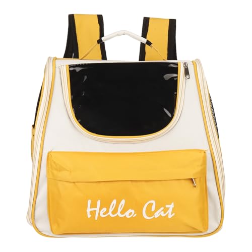 Cat Backpack Carrier, Large Space & Breathable, Ventilated Mesh Design Pet Backpack for Cats or Small Dogs, Intended for Hiking/Camping/Traveling (Yellow, 14.6"x9.8"x13.4") - color: Yellow