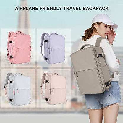 Large Travel Backpack Women, Carry On Backpack,Hiking Backpack Waterproof Outdoor Sports Rucksack Casual Daypack Bag Fit 15.6 Inch Laptop with USB Charging Port Shoes Compartment
