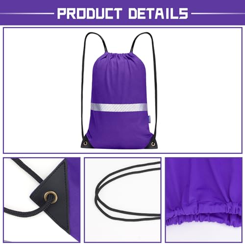 AYKRM Personalized Purple Drawstring Backpack Bag work Sackpack logo - color: Purple-logo