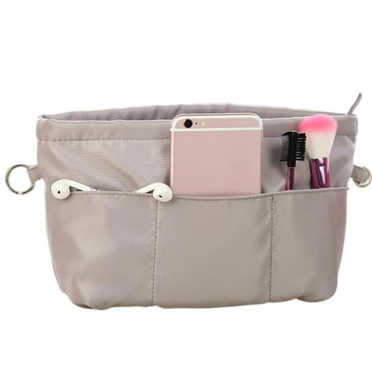 Purse Insert Organizers for HandbagTote, Multi Pockets Storage Bags Insert Cosmetic Bag with Zipper Linner Bag for Women (Grey) - color: Grey