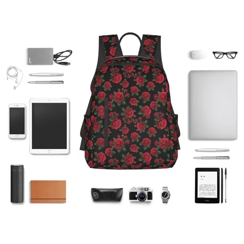 Lightweight Daypack Red Rose Flower Floral, Stands Upright, Padded Laptop Sleeve, for Commuters & Travel - color: Picture (1186)