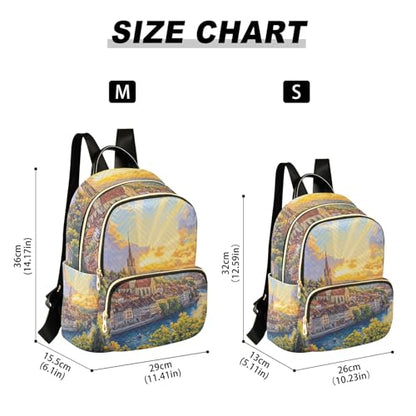 Small Backpack Purse for Women, Fashion Backpacks Cute Beautiful Painting of City Travel Backpacks Lightweight Ladies Shoulder Bags - size: Medium
