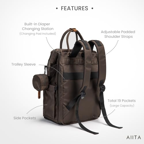 Diaper Bag Backpack, Multifunction Diaper Bag with Changing Station, Stylish Baby Bags, Large Unisex Diaper Backpack for Mom and Dad, Baby Registry Search, Portable Changing Pad – Black Brown - color: Black Brown
