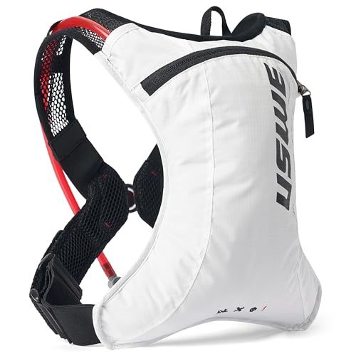 USWE Race 2.0, Ultra Lightweight Hydration Backpack with 2.0L / 70oz Water Bladder, Leak Proof Pack for Gravel, MTB, Running, Hiking, Cycling, Camping, Biking for Men,Women - color: White