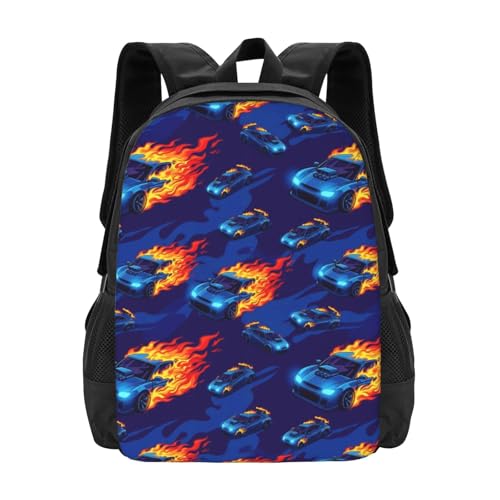 Sturdy Polyester Shoulder Pack Blue Red Fire Truck, Anti Theft Spacious Camping Rucksack Casual Daily Bag for Men Women Fitness Outdoor Activity - color: Design (579)