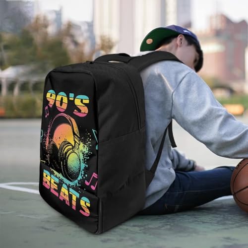 18.5in Basketball Backpack Basketball Bag with Shoe Compartment & Ball Holder, Waterproof Bag for Soccer Volleyball - color: Music Headphones Text Print
